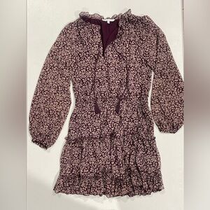 Rebecca Minkoff Burgundy and Cream Patterned Dress